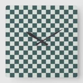 Reloj Cuadrado Forest green moss checkerboard pattern