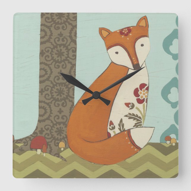 Reloj Cuadrado Forest Whimsy III (Anverso)