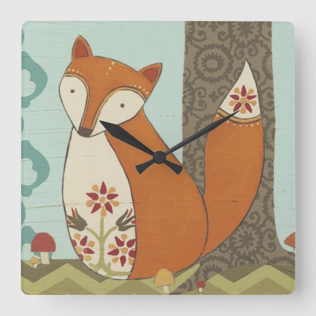 Reloj Cuadrado Forest Whimsy IV (Anverso)
