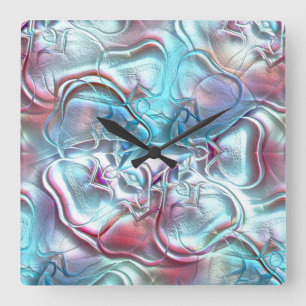 Reloj Cuadrado Formas abstractas en vidrio sobre textura arenosa