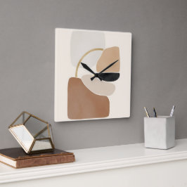 Reloj Cuadrado Formas abstractas neutrales | Bella Artes mínimo m