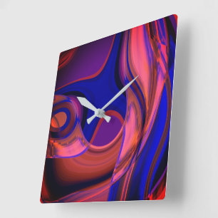 Reloj Cuadrado Formas circulares y curvadas en azul real a cobre