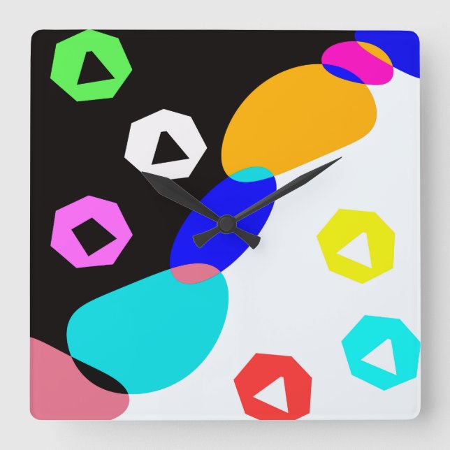 Reloj Cuadrado Formas coloreadas (Anverso)