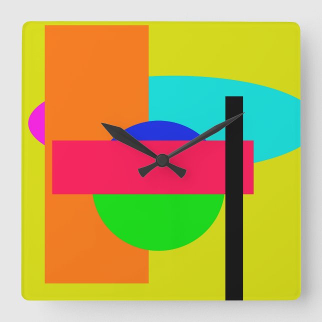 Reloj Cuadrado Formas coloreadas (Anverso)