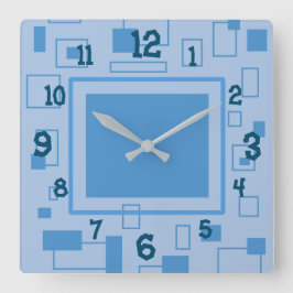 Reloj Cuadrado Formas de bloques retro azul divertidas