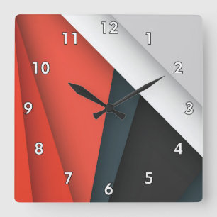 Reloj Cuadrado Formas y líneas abstractas coloridas
