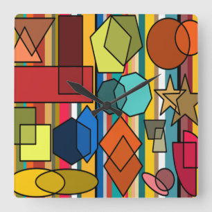 Reloj Cuadrado Formas y líneas de Bauhaus