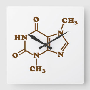 Reloj Cuadrado Fórmula química molecular de teobromina de chocola