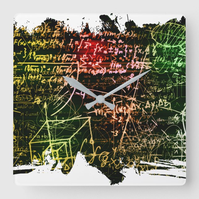 Reloj Cuadrado Fórmulas en el espacio matemático (Anverso)