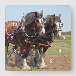 Reloj Cuadrado Foto agrícola de Horse Clydesdale