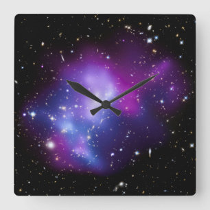 Reloj Cuadrado Foto Celestial de Galaxia Púrpura