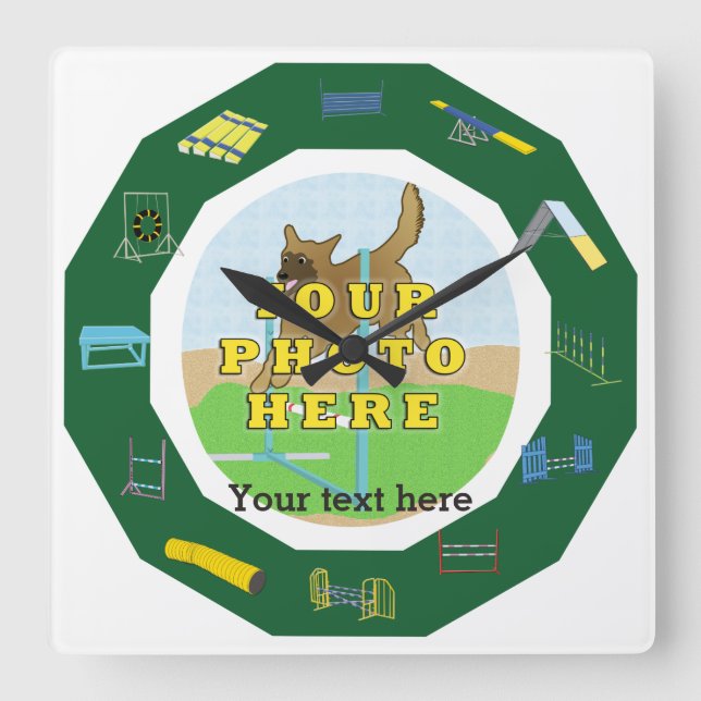 Reloj Cuadrado Foto de Agility Personalizar (Anverso)