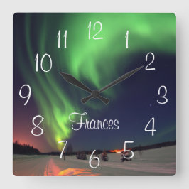 Reloj Cuadrado Foto de Alaskan con luces boreales personalizadas