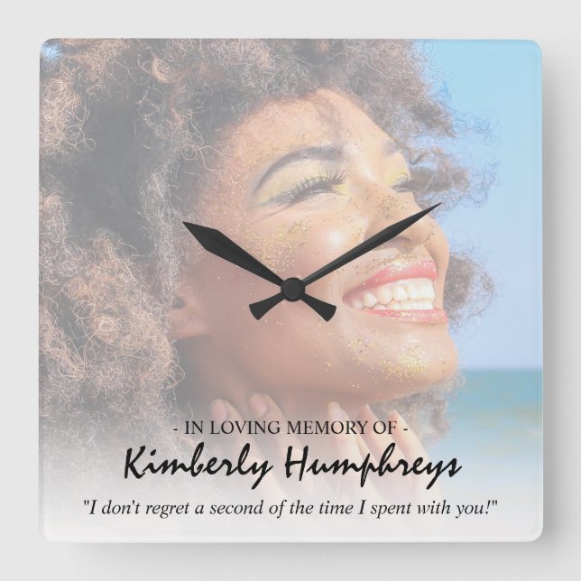 Reloj Cuadrado Foto de cita conmemorativa moderna (Anverso)