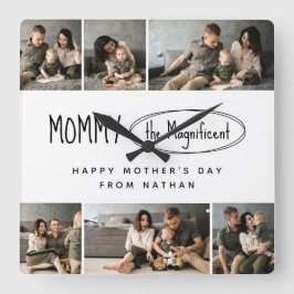 Reloj Cuadrado Foto de familia de Días de la Madre personalizados