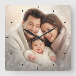 Reloj Cuadrado Foto de Familia Moderna Simple y Encantadora Regal