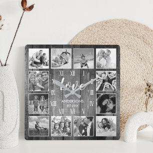 Reloj Cuadrado Foto de familia personalizado Rústica de Farmhouse