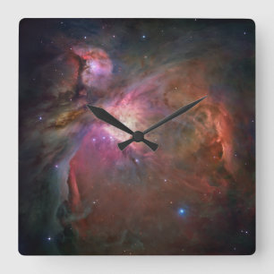 Reloj Cuadrado Foto de la nebulosa de Orión Celeste Rosa