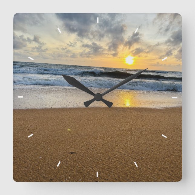 Reloj Cuadrado Foto de Personalizado de un monograma rústico pers (Anverso)