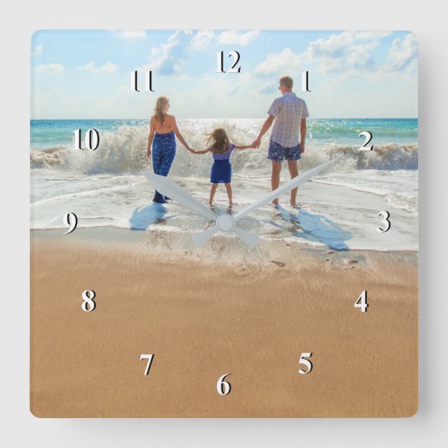 Reloj Cuadrado Foto de personalizado - Su propio diseño - Agregar (Anverso)