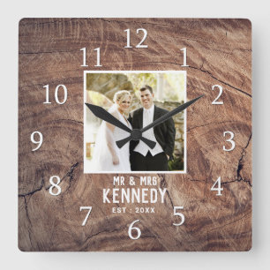 Reloj Cuadrado Foto del aniversario de un Boda personalizado ruso