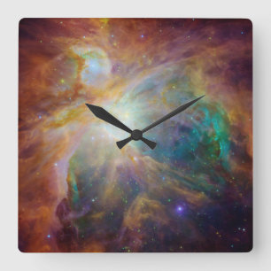 Reloj Cuadrado Foto del cielo teal de la nebulosa de Orión