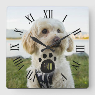 Reloj Cuadrado Foto del Mascota de la familia Personalizado Mono
