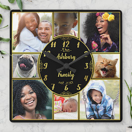 Reloj Cuadrado Foto en Instagram de Collage de fotos familiar Ova