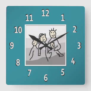 Reloj Cuadrado Foto enmarcada Verde azulada personalizada