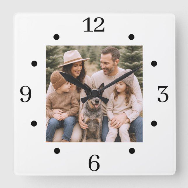 Reloj Cuadrado Foto familiar de personalizado (Anverso)