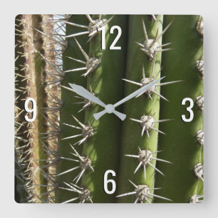 Reloj Cuadrado Foto natural del desierto de Cactus II de Barrel