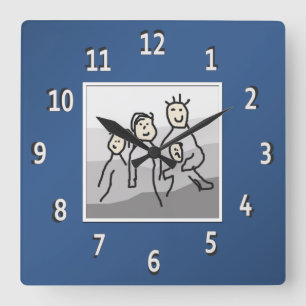 Reloj Cuadrado Foto personalizada con marco azul