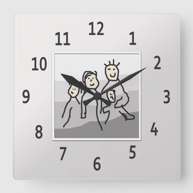 Reloj Cuadrado Foto personalizada con marco plateado (Anverso)