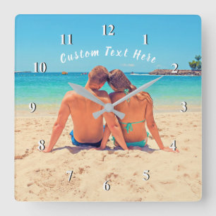 Reloj Cuadrado Foto y texto personalizado - Tu propio diseño - Am