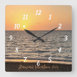 Reloj Cuadrado Fotografía de Hawaii Sunset
