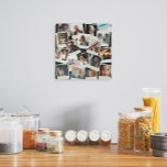 Reloj Cuadrado Fotografía de Instantáneas Vintage<br><div class="desc">Personalizar con tus fotos de Instagram u otras fotos pequeñas y organiza/recorta dentro de los marcos,  o muévalas donde quieras. El color de fondo es el personalizable.</div>