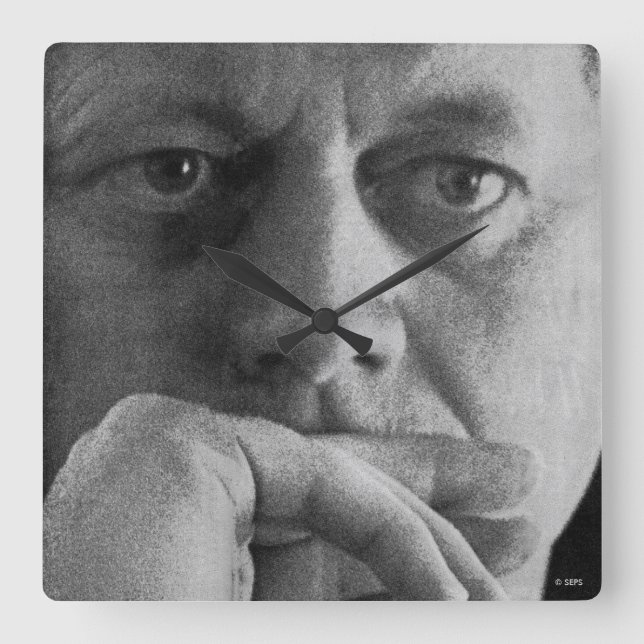 Reloj Cuadrado Fotografía de John F. Kennedy (Anverso)