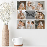 Reloj Cuadrado Fotografía de la familia Collage y regalo gris per<br><div class="desc">Crea un hermoso collage familiar personalizado con ocho fotos, acompañado de un nombre familiar personalizado en gris. Este regalo único y atento es perfecto para conmemorar momentos especiales y celebrar el amor y el vínculo dentro de una familia. El collage contiene ocho fotos cuidadosamente seleccionadas que se pueden proporcionar, mostrando...</div>