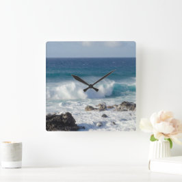 Reloj Cuadrado Fotografía De Paisaje Azul, Olas En Maui
