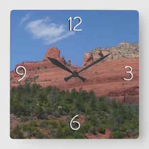 Reloj Cuadrado Fotografía de Steamboat Rock en Sedona Arizona