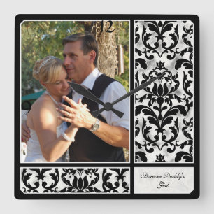 Reloj Cuadrado Fotografía envejecida de la boda del modelo del