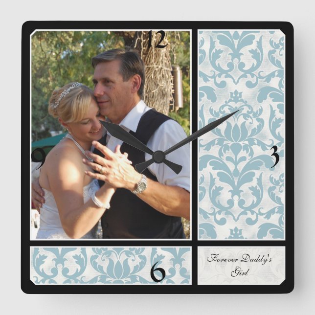 Reloj Cuadrado Fotografía envejecida de la boda del modelo del (Anverso)