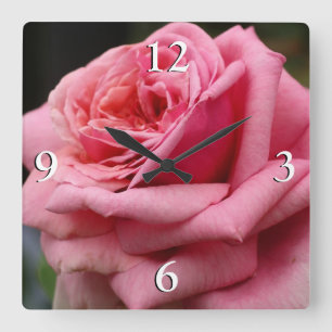 Reloj Cuadrado Fotografía floral Rosa I Bonito