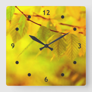 Reloj Cuadrado Fotografía - hojas de haya de otoño + tus ideas