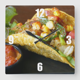Reloj Cuadrado fotografía mexicana deliciosa del Tacos
