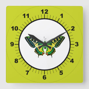 Reloj Cuadrado Fotografía moderna Cuta mariposa Verde