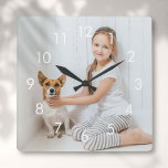 Reloj Cuadrado Fotografía personalizada con números blancos simpl<br><div class="desc">Perfecto para guarderías,  dormitorios o cualquier habitación de su casa. Un diseño divertido que puedes personalizar con una foto para crear un regalo único. Diseñado por Thisisnotme©</div>