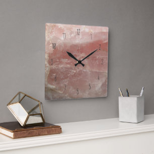 Reloj Cuadrado Fotografía Rosa Quartz Numerada