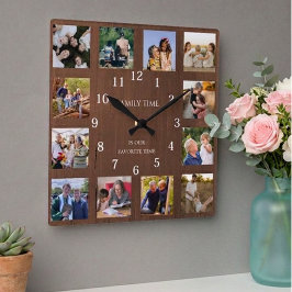 Reloj Cuadrado Fotos de Colage de Tiempo en Familia Regalo para A