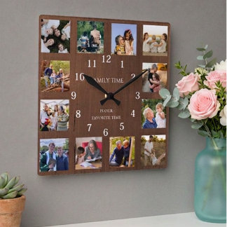 Reloj Cuadrado Fotos de Colage de Tiempo en Familia Regalo para A